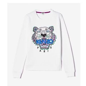 Kenzo  White Sweatshirt with Multicolor Tiger Patch